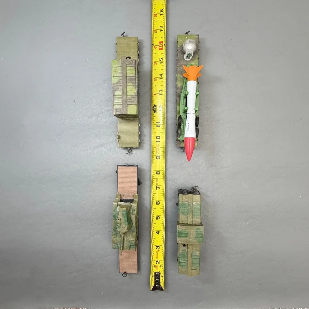 HO Scale US Army Military Train Lot Vintage Locomotive Flatcars Cannon Missile